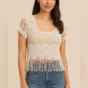 Dulcie Boho Crochet Crop Top – Festival Ready